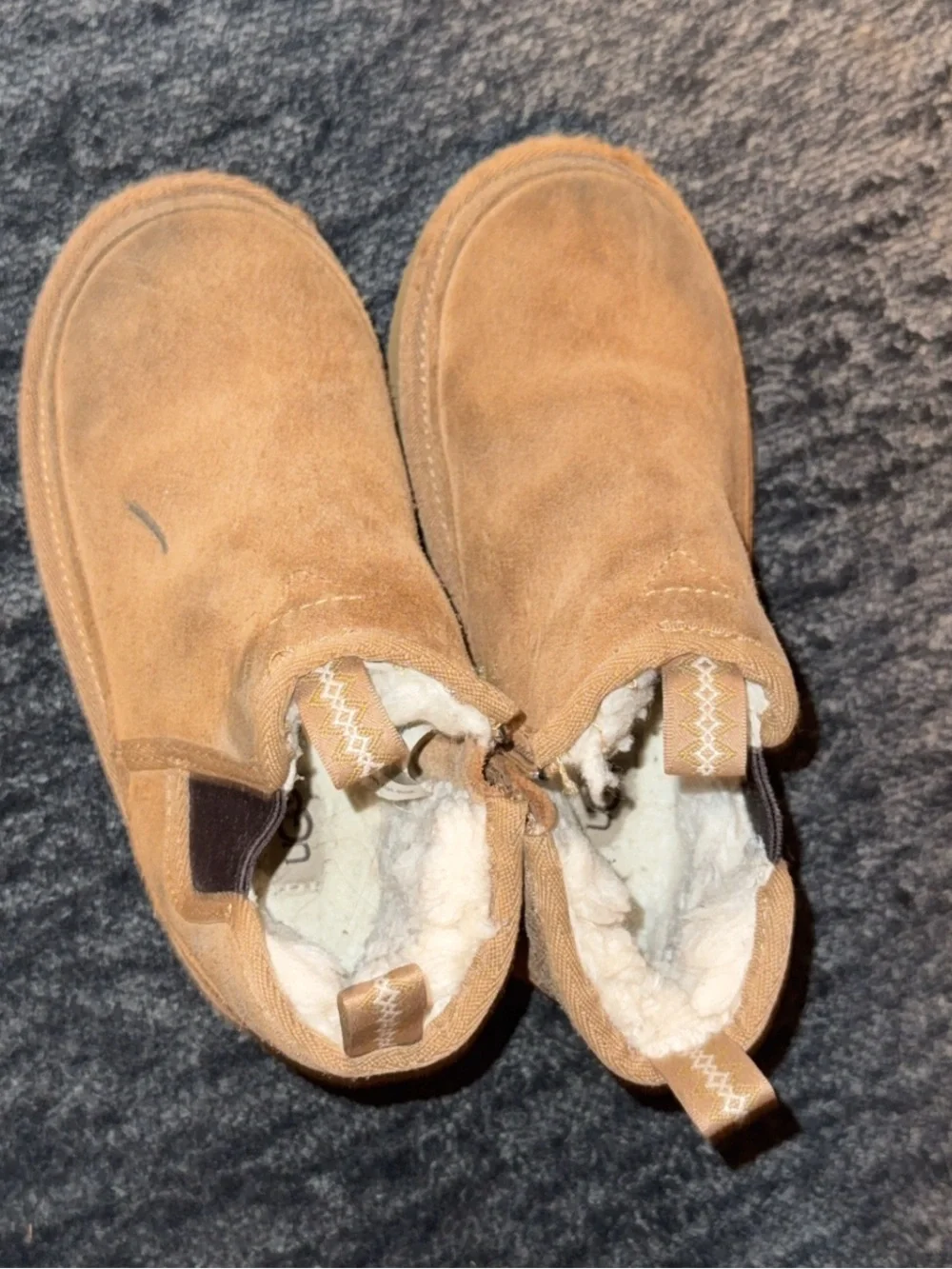 UGG Kids Chestnut Suede Slip-On Shearling Boots